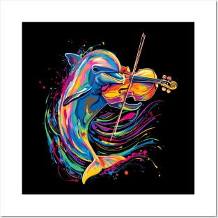 Dolphin Playing Violin Posters and Art